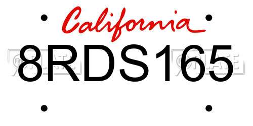 8RDS165 California License Plate