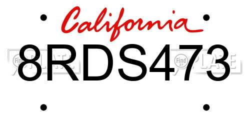 8RDS473 California License Plate