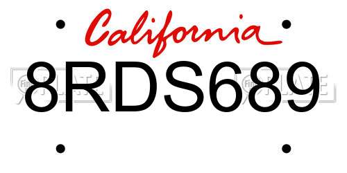 8RDS689 California License Plate