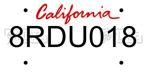 8RDU018 California License Plate