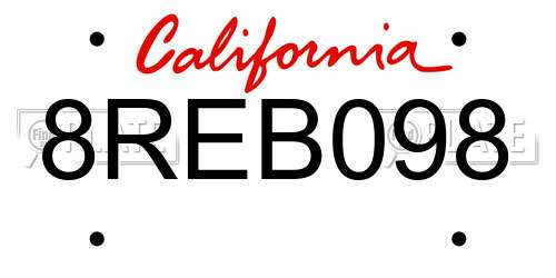 8REB098 California License Plate