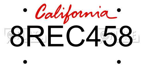 8REC458 California License Plate