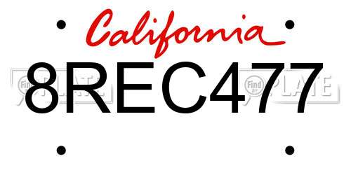8REC477 California License Plate