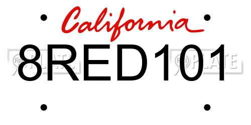 8RED101 California License Plate