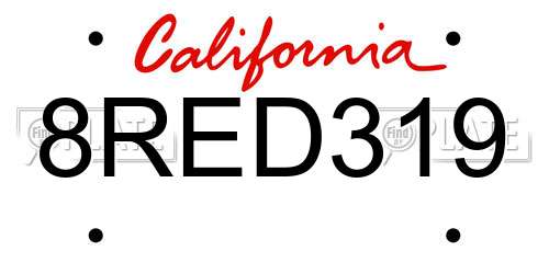 8RED319 California License Plate