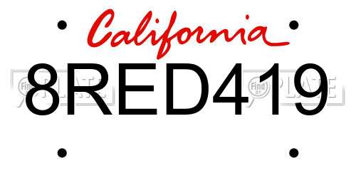 8RED419 California License Plate