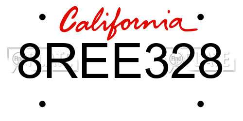 8REE328 California License Plate