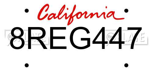 8REG447 California License Plate