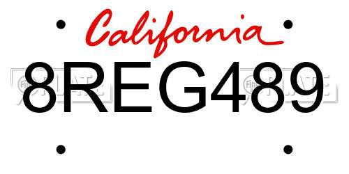 8REG489 California License Plate