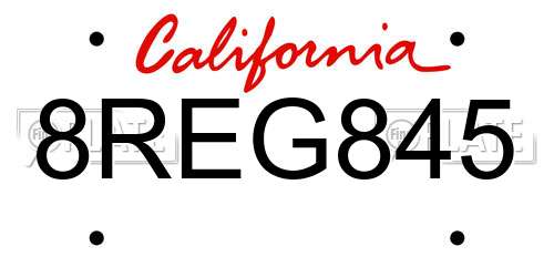 8REG845 California License Plate