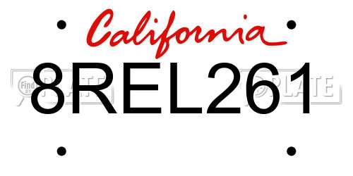 8REL261 California License Plate