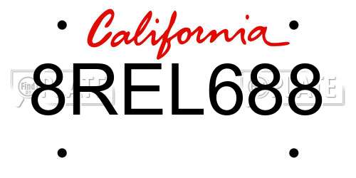 8REL688 California License Plate