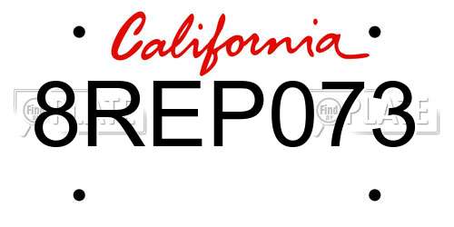 8REP073 California License Plate