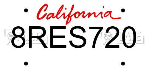 8RES720 California License Plate