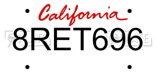 8RET696 California License Plate
