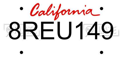 8REU149 California License Plate