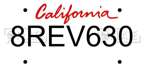 8REV630 California License Plate