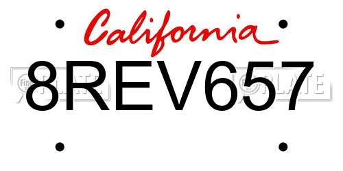 8REV657 California License Plate