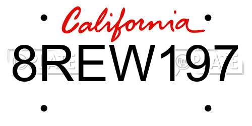 8REW197 California License Plate