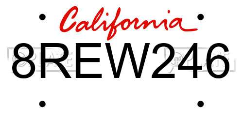 8REW246 California License Plate