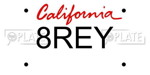 8REY California License Plate