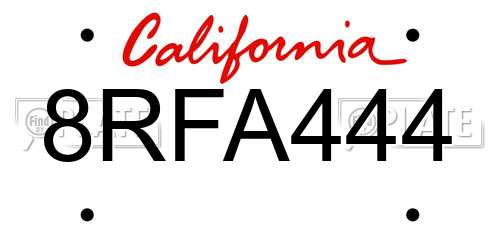 8RFA444 California License Plate