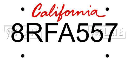 8RFA557 California License Plate