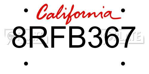 8RFB367 California License Plate
