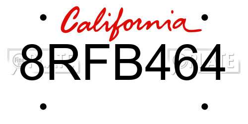 8RFB464 California License Plate
