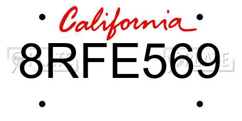 8RFE569 California License Plate