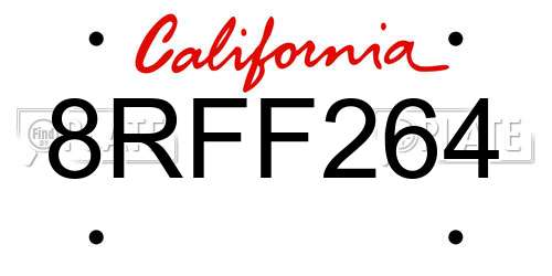 8RFF264 California License Plate