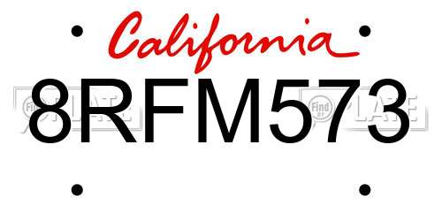 8RFM573 California License Plate