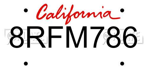 8RFM786 California License Plate