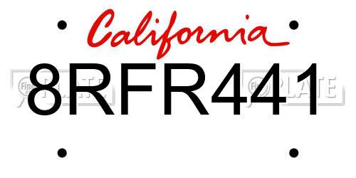 8RFR441 California License Plate