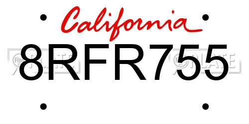 8RFR755 California License Plate