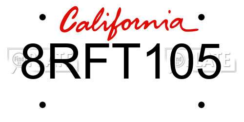 8RFT105 California License Plate