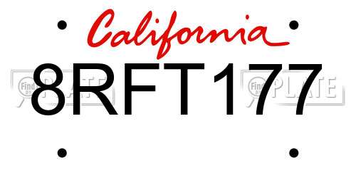 8RFT177 California License Plate