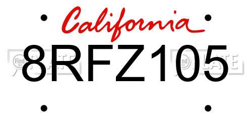 8RFZ105 California License Plate