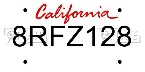 8RFZ128 California License Plate