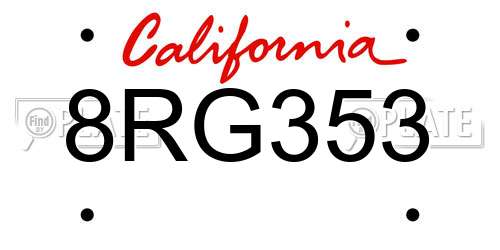 8RG353 California License Plate