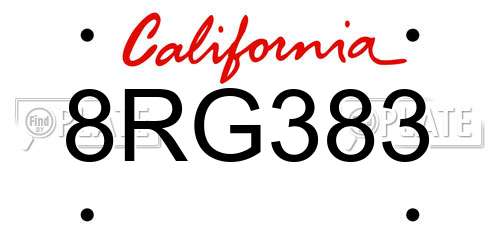 8RG383 California License Plate