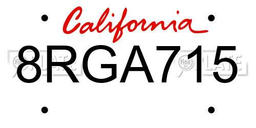 8RGA715 California License Plate