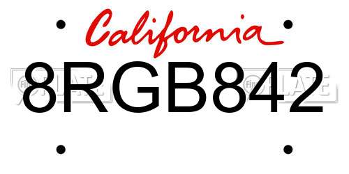 8RGB842 California License Plate