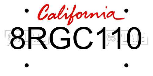 8RGC110 California License Plate
