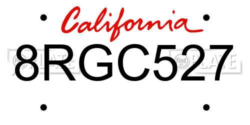 8RGC527 California License Plate