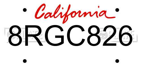 8RGC826 California License Plate
