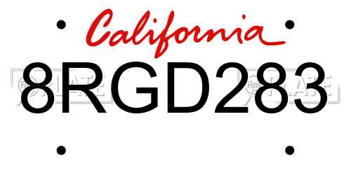 8RGD283 California License Plate