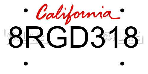 8RGD318 California License Plate
