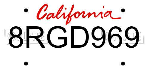 8RGD969 California License Plate