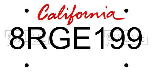 8RGE199 California License Plate